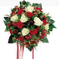  Sakarya çiçek online çiçek siparişi  6 adet kirmizi 6 adet beyaz ve kir çiçekleri buket