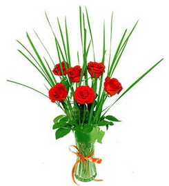  Sakarya hediye sevgilime hediye çiçek  6 adet kırmızı güllerden vazo çiçeği