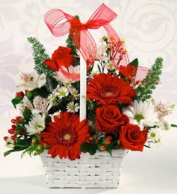 Karışık rengarenk mevsim çiçek sepeti  Sakarya online çiçekçi , çiçek siparişi 